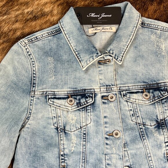 NWT Women's Mavi Samantha Denim Designer Jean Jacket Bleach Vintage - Medium - Picture 3 of 14